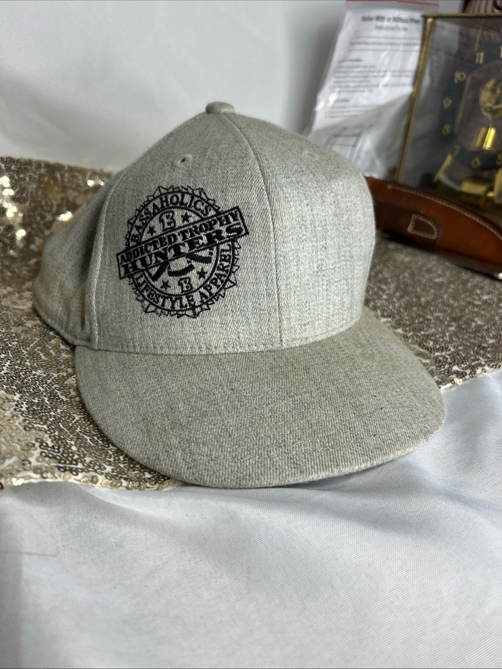 BASAHOLICS fishing Y2K Wool Fitted Gray Embroidered Cap flat bill